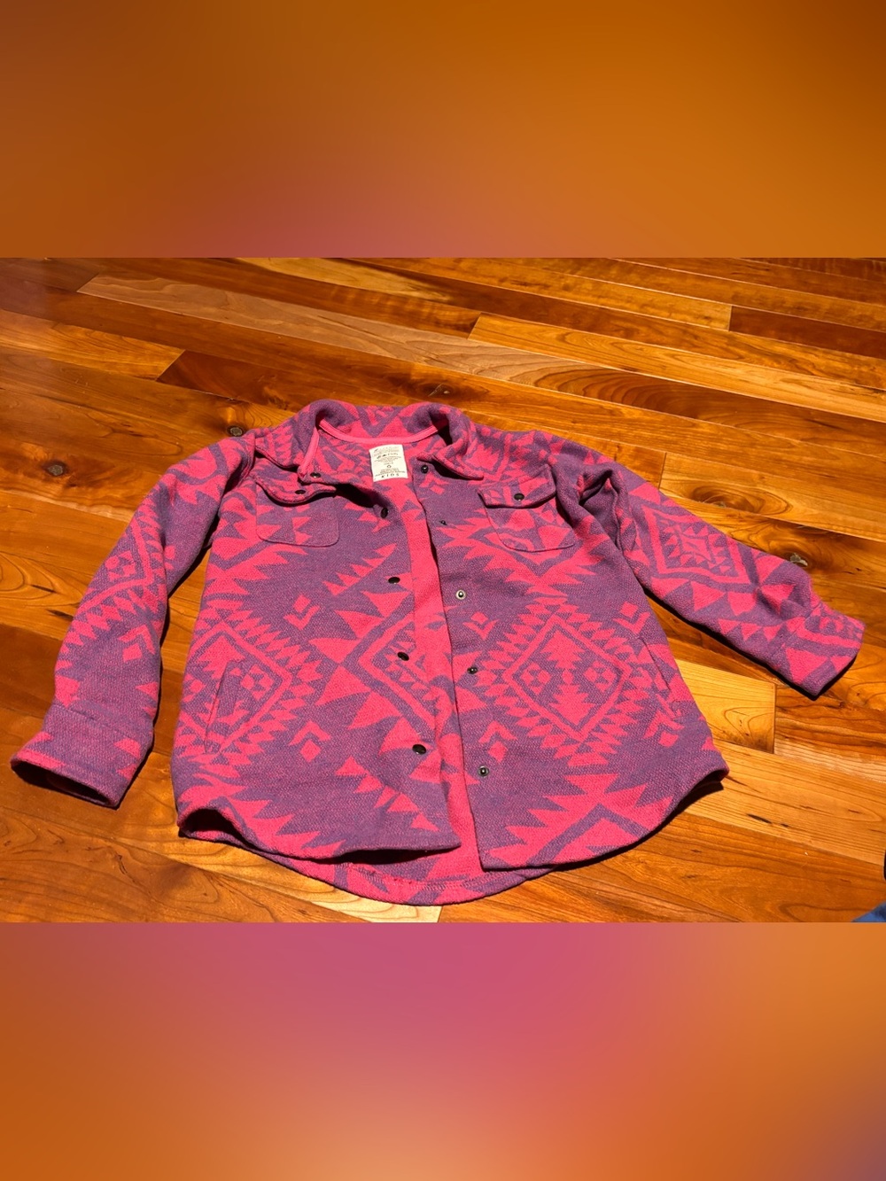 Kids Pink & Purple Geometric Button-Up Shirt